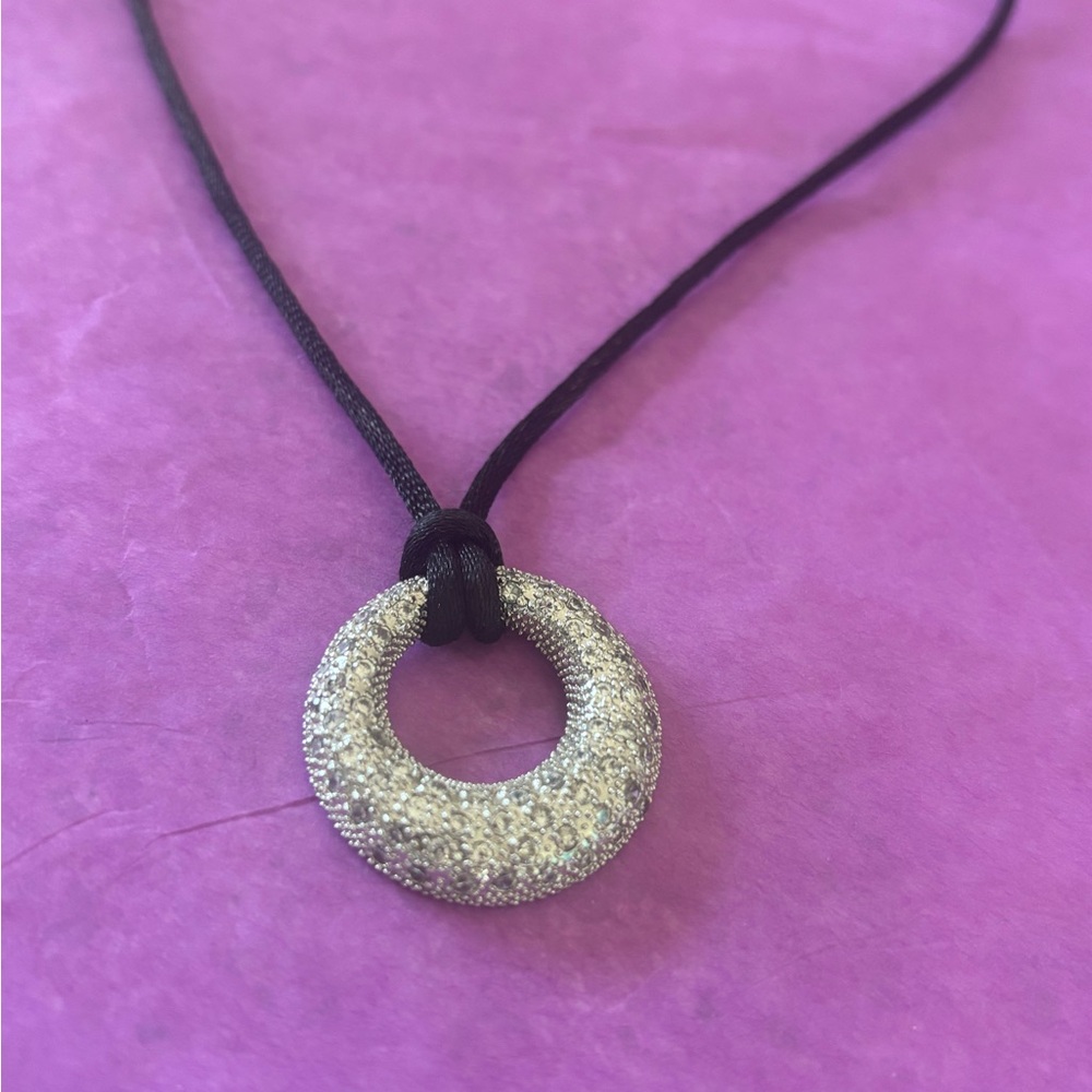 Lia Sophia Kiam Cut Crystal Necklace with Black Cord